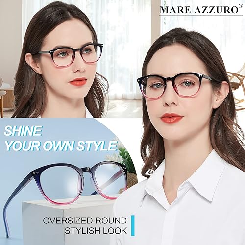 Miniatura 77 de MARE AZZURO Womens Reading Glasses Round Readers Female 0 1.0 1.25 1.5 1.75 2.0 2.25 2.5 2.75 3.0 3.5 4.0 5.0 6.0 (Red 250)