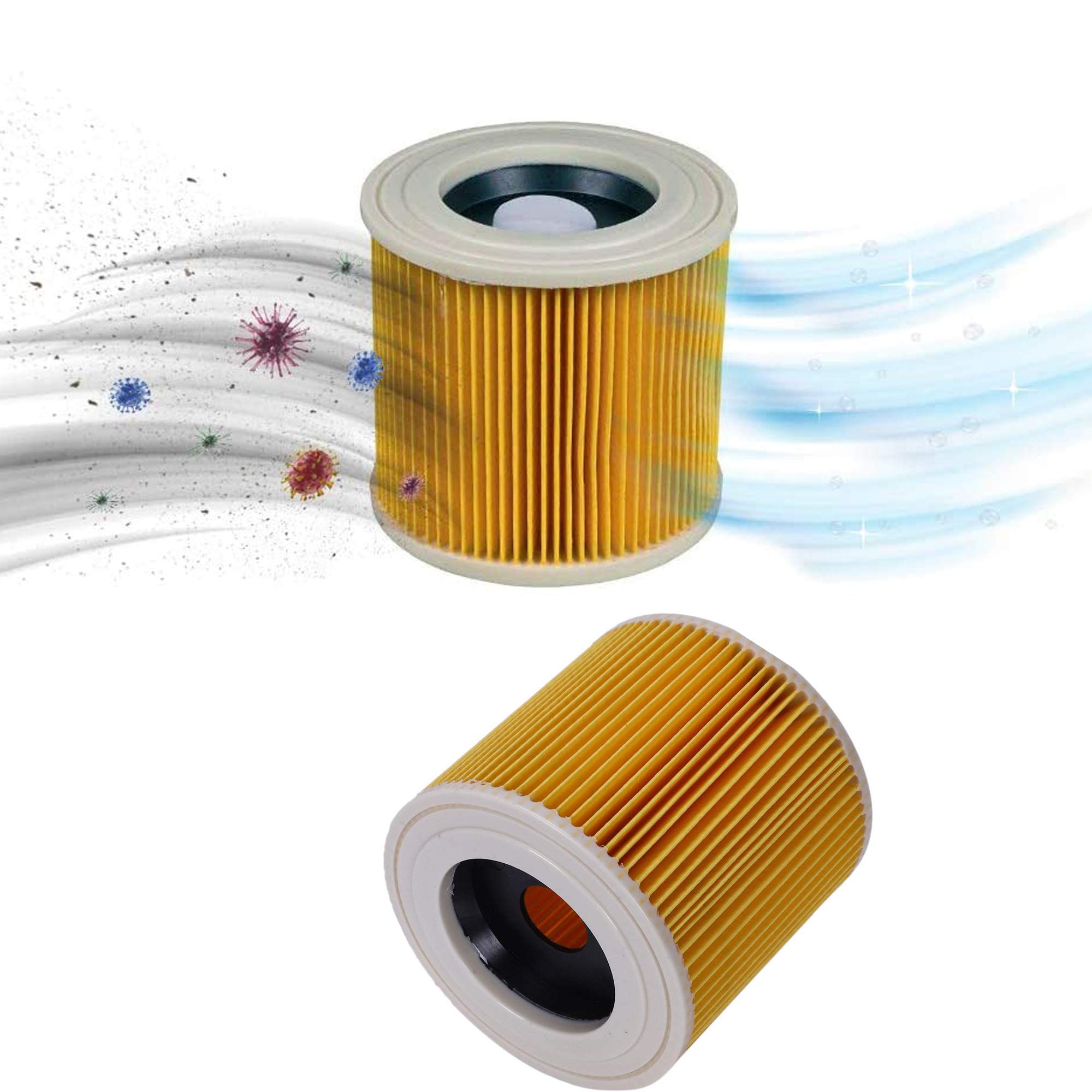 Lot De 2 Filtres Pour Aspirateur Kärcher WD Series - Remplace 6.414-552.0 - Filtration 99,98%