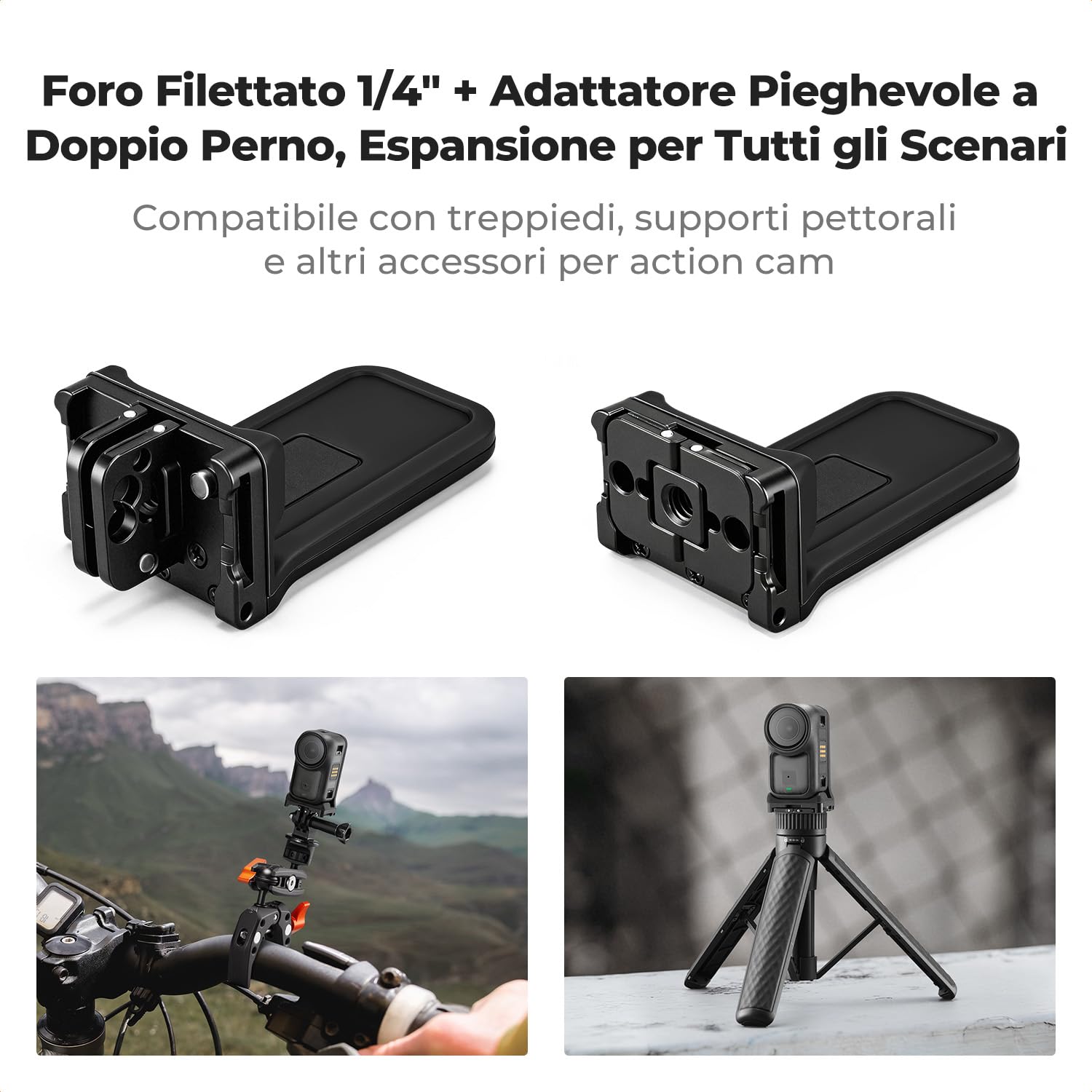 K&F CONCEPT Adattatore Magnetico per Riprese Verticali, Compatibile con DJI Osmo Nano/Xtra Atto, Base di Montaggio con Magnete Forte e Doppio Artiglio Pieghevole, Interfaccia a Vite da 6,35 mm