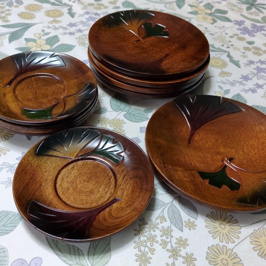 茶道具 菓子器 天然木 漆器 5枚セット 未使用品 真塗 神折敷