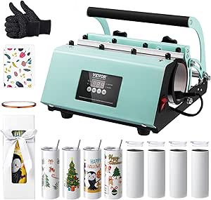 VEVOR Tumbler Heat Press Machine with 8pcs 20oz Sublimation Tumblers