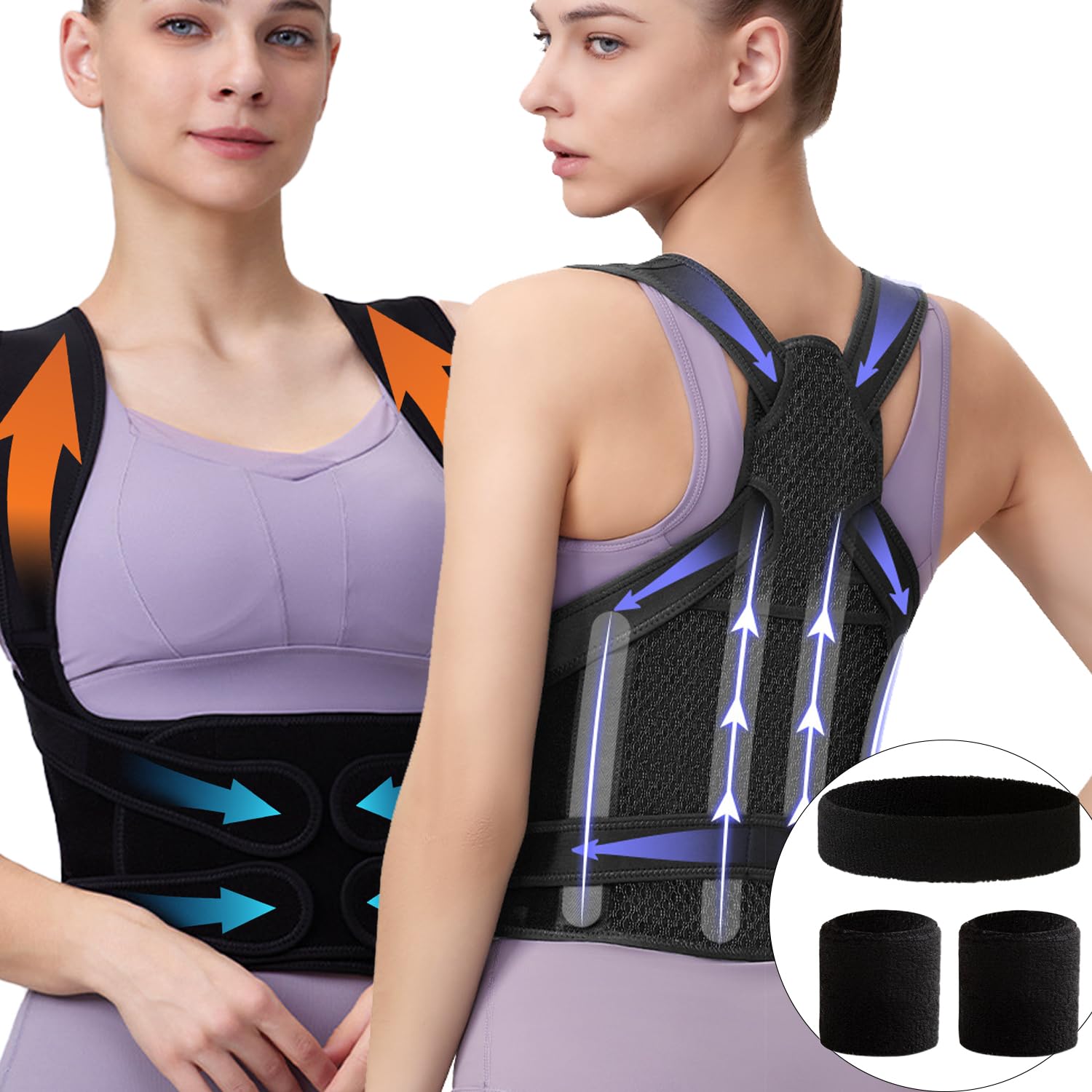 Posture Corrector for Women and Men,Adjustable Full Back Brace and Shoulder Straightener,for Back Pain Relief,Hunchback Correction,Scoliosis,Thoracic Spine,Posture Trainer