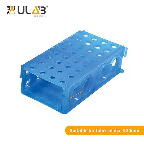 Miniatura 12 de ULAB Scientific - Estante de tubo de ensayo desmontable para tubos de diámetro ≤17mm, 50 agujeros, material de picos, paquete de 2, UTR1006