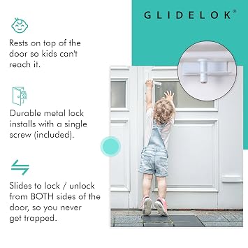 1 Pack GlideLok Child Safety Door Top Lock | for Toddler Childproofing