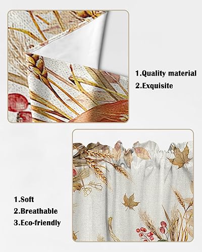 Miniatura 5 de Cortinas con diseño de calabaza, para otoño, Acción de Gracias, acuarela, calabaza, cortinas con bolsillo para barra, 2 paneles de lino de trigo y