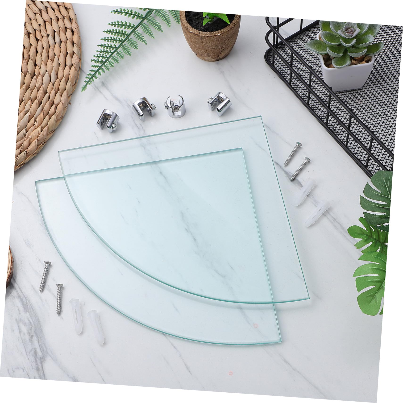 Cabilock Esquinero Baño de Vidrio, Estante de Esquina Triangular para Baño, 2 Unidades, Montaje en Pared, Organizador Moderno para Ducha