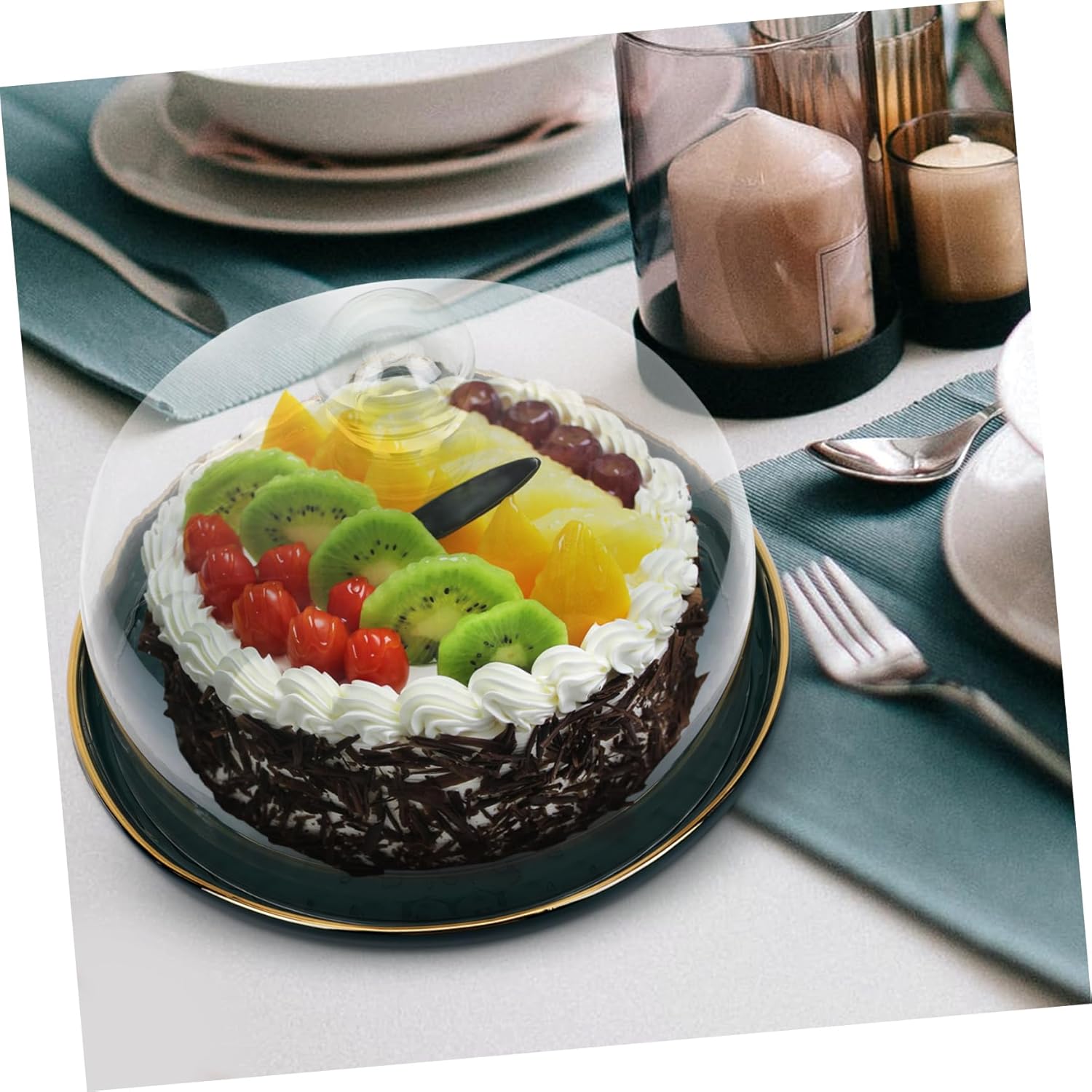 KICHOUSE Dessert Tray Set with Glass Dome Cover Cake Serving Plate Food Storage Container for Parties and Events for Displaying Cakes and Snacks