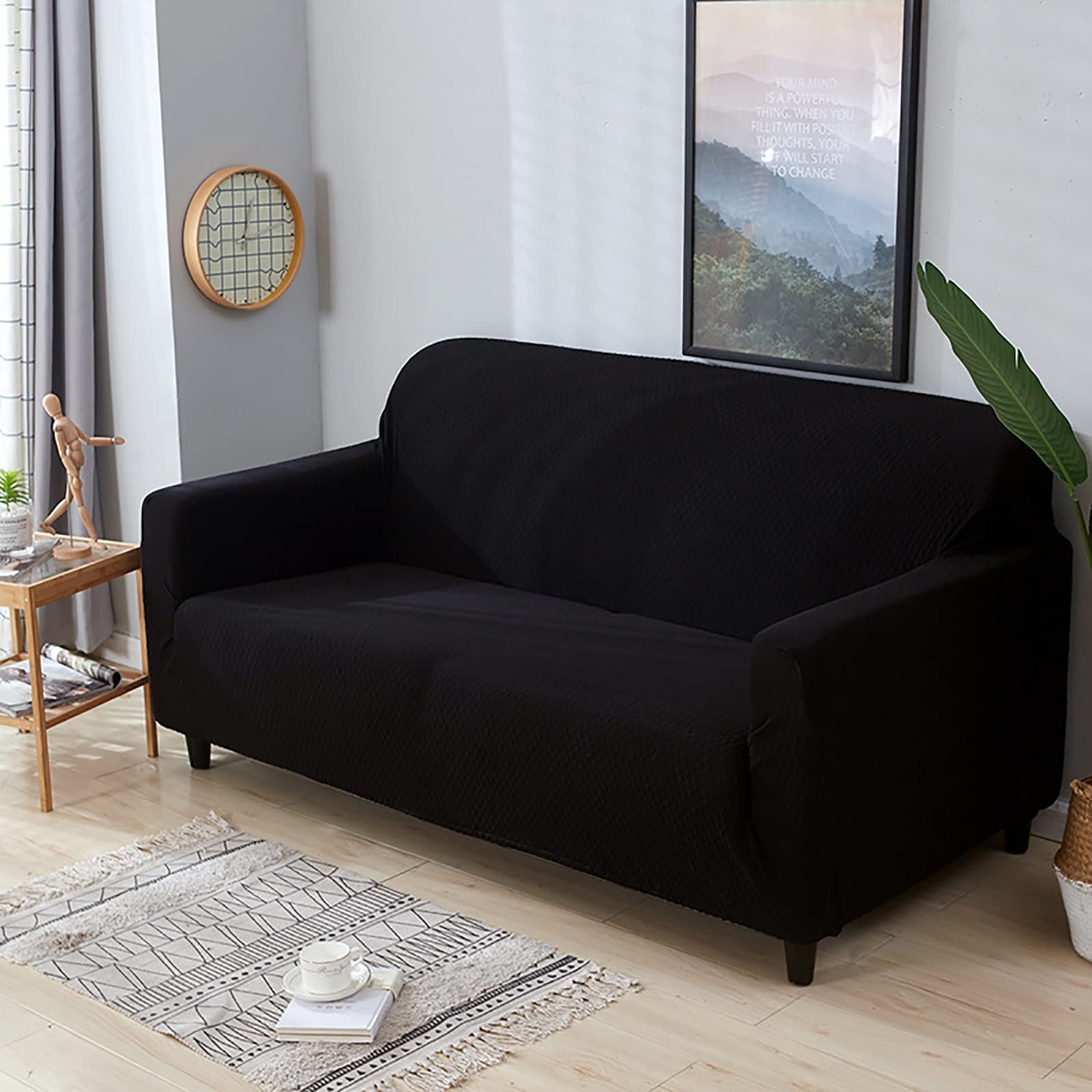 Housse de canapé extensible 3 places jacquard épais Konsilsa couleur D