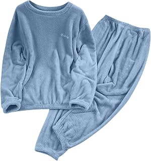 Fleece Pajama Sets for Women 2 Piece Warm Winter Lounge Set Fluffy Fuzzy Sherpa Lined Pj Set Thermal Plush Sleep Sets