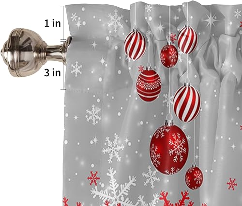 Vista 94 de Christmas Window Valance Blue Gnomes Snowflake Bird on the Branch Pattern, 54x18 inch, Polyester, Light Filtering, Rod Pocket, Kitchen, Living Room