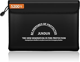 JUNDUN Fireproof Document Bag (36 x 26 cm, 4200 °F), Fireproof Wallet, Fireproof Waterproof Banknotes Storage, Briefcase for Documents, Money, Passport, Bank File and Cash, black, Functional