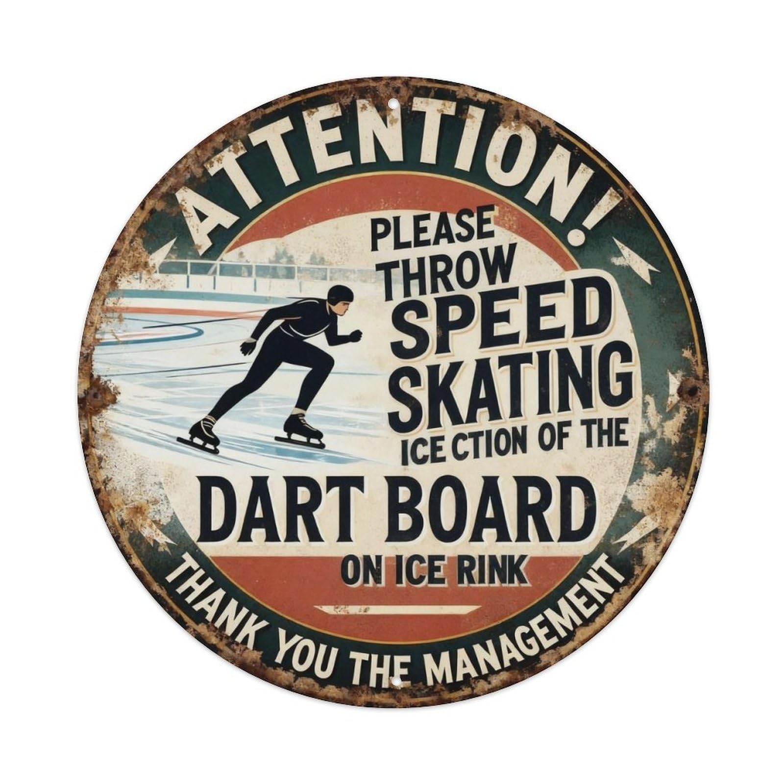 Speed Skating on Ice Rink Metal Tin Sign Plaque