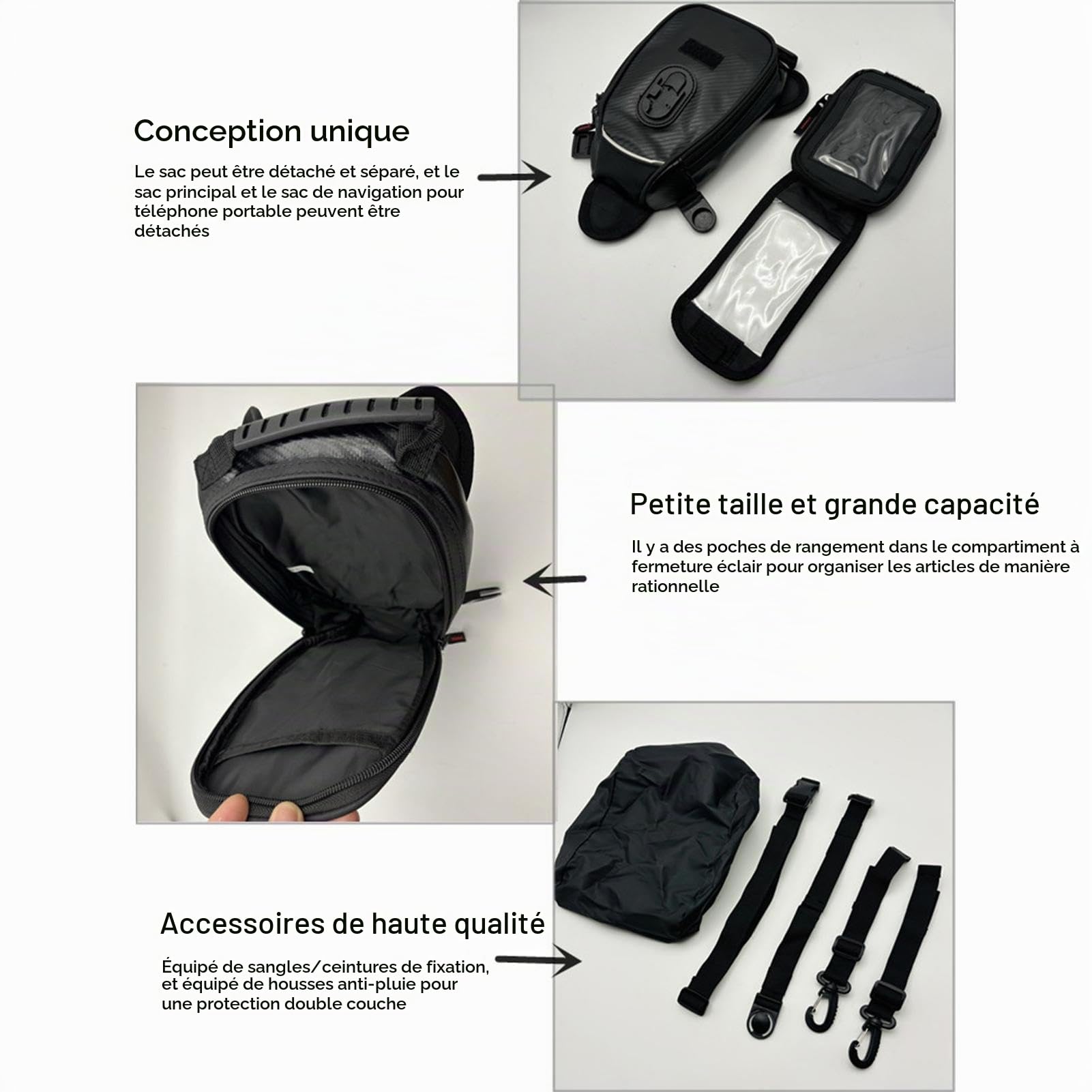 Sacoche De Réservoir Magnétique, Housse de Pluie Étanche, Sac Navigation Mag, Sac Écran Tactile