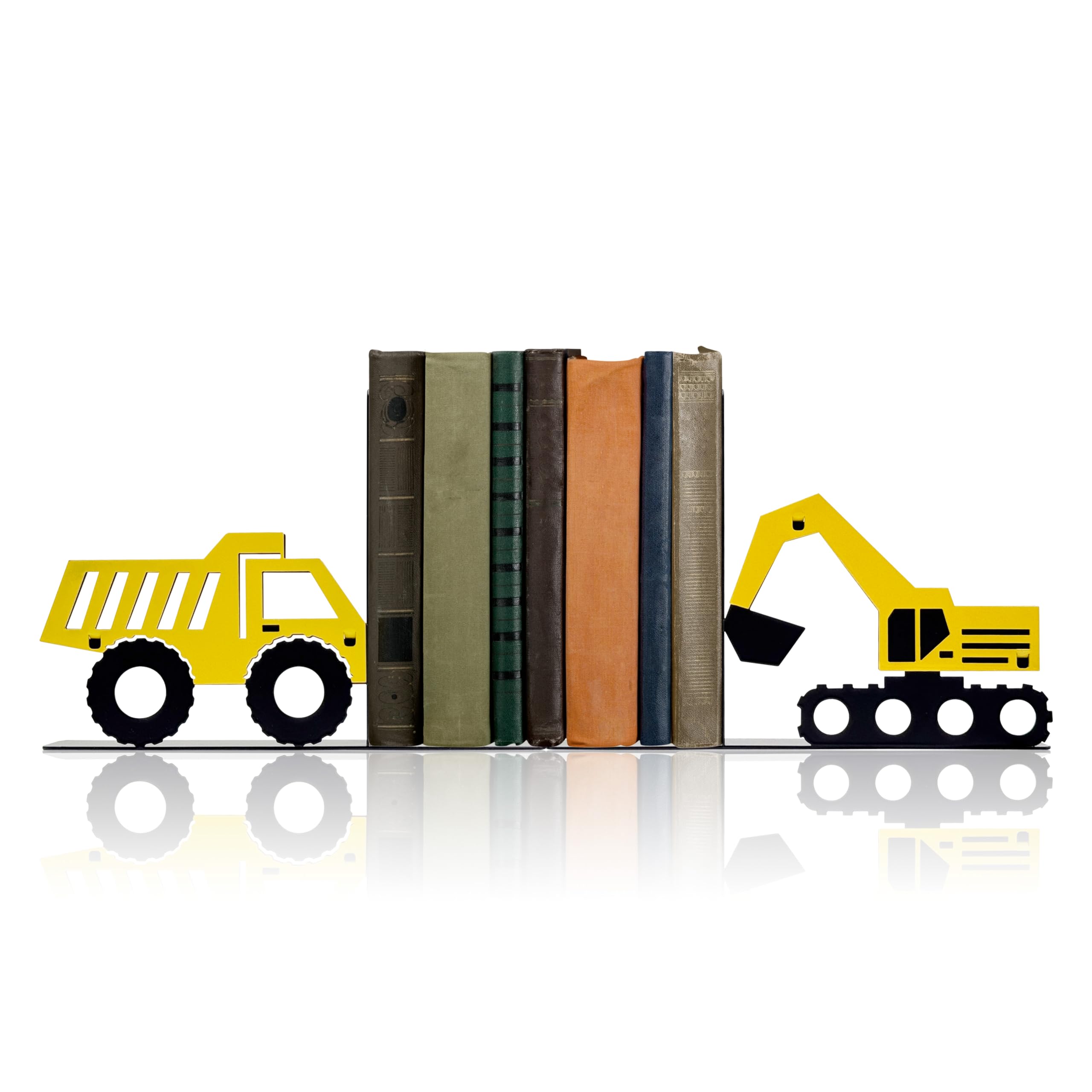 Construction Truck Decorative Bookends for Boys Room - Durable and Cute Design, Perfect for Nursery and Kids' Book Ends（Excavator）