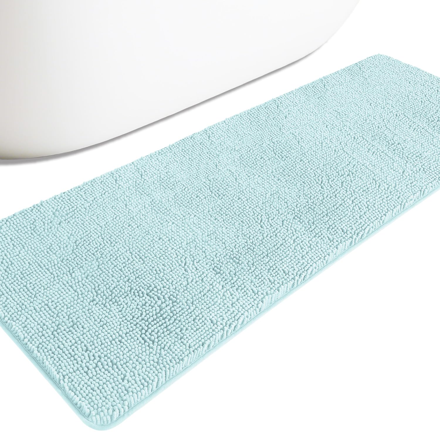 PureSwan Bathroom Runner Rug 24 x 72 Non Slip – Extra Long Bath Mat | Absorbent and Washable Thick Chenille Runner Rug for Bathroom, Shower, Tub, Sink(Aqua) — image 1