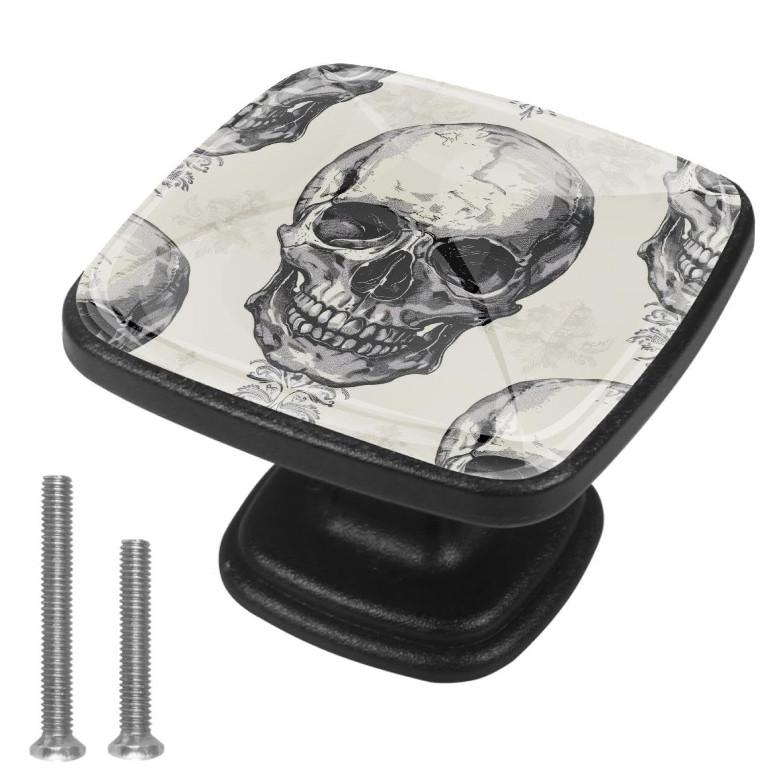 Vapokf Skull Drawer Knob Pull Cabinet Drawer Pulls Cupboard Knobs With Screws For Home Office Cabinet 4 Pack