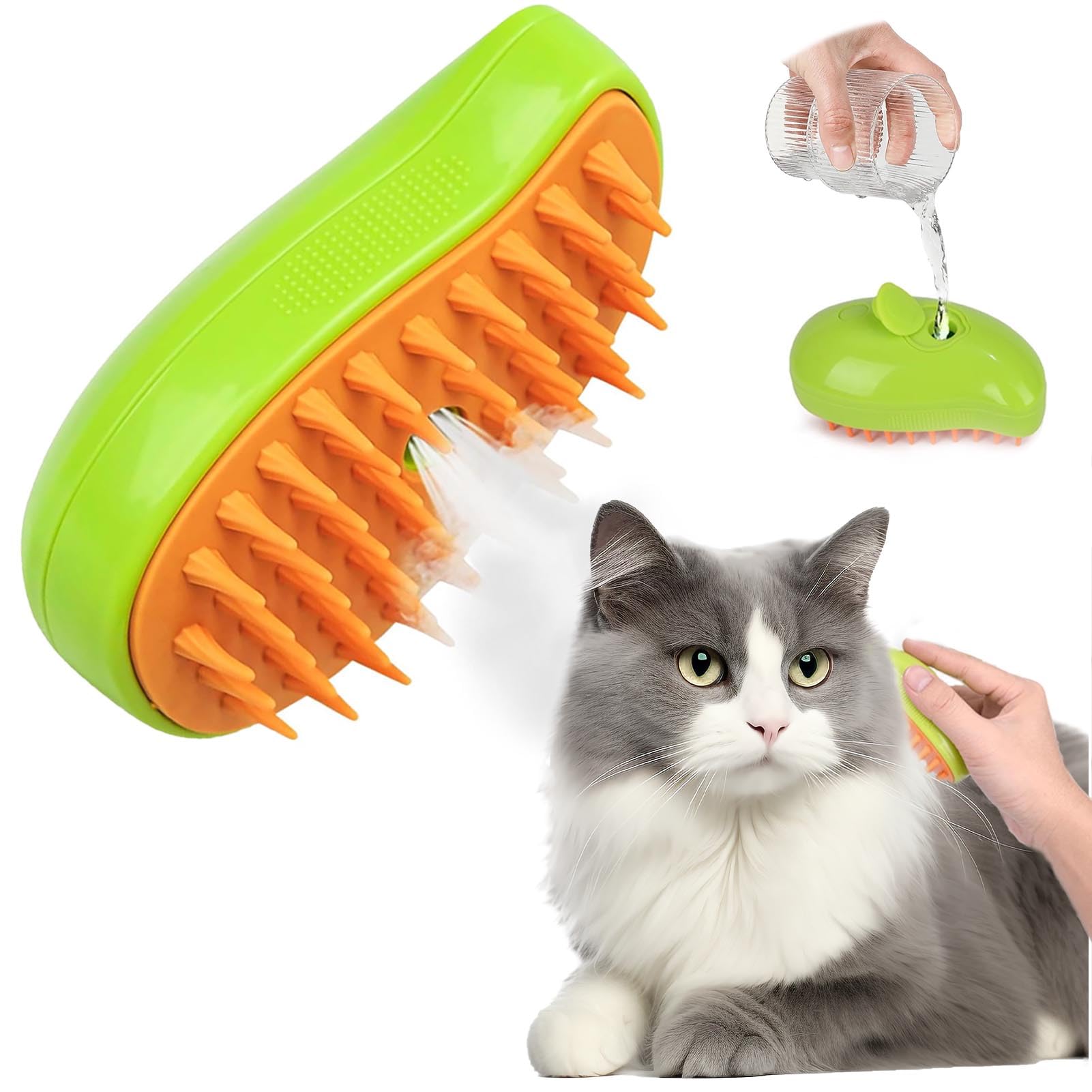 Cepillo De Vapor Para Gatos,3-In-1 Cepillo Vapor Para Gatos,Steamy Cat Brush,Vepillo De Vapor Autolimpiable Para Pets,Cepillo Gatos Quitapelo Con Vapor Multifuncional,Cepillo De Aseo Para Gatos.