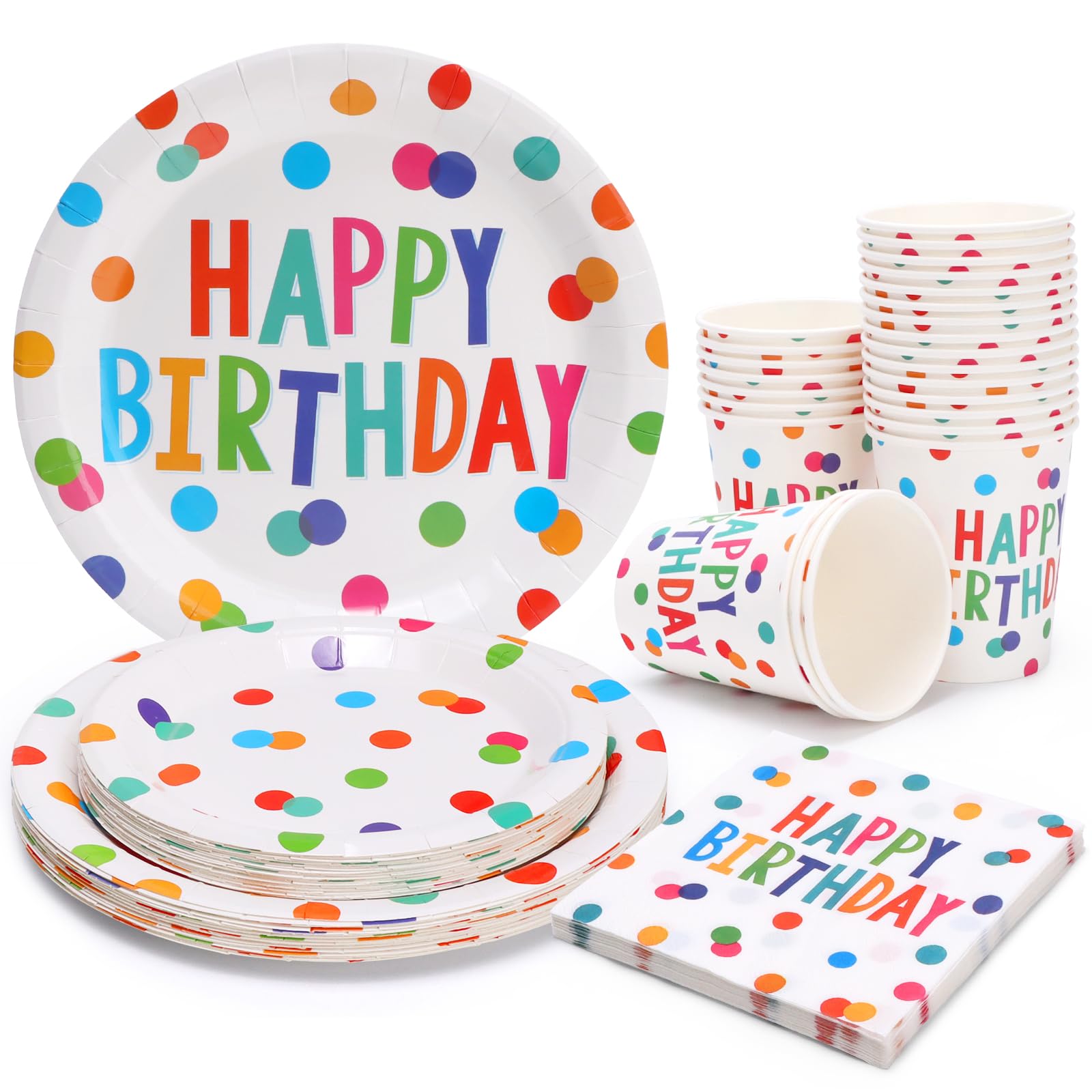 Assiettes jetables en carton et gobelets pour anniversaire 25 invités