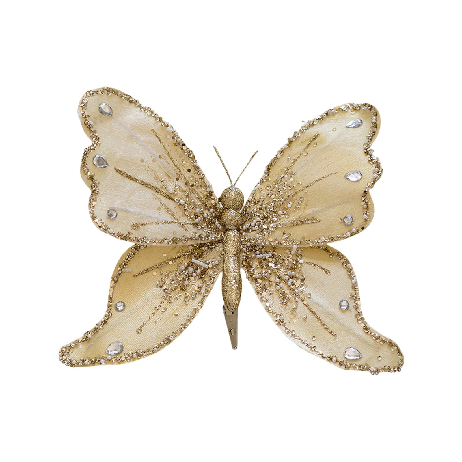 Jazuaiao Gold Decorative Artificial Butterfly Pendants Colorful Christmas Tree Hangings Home Adornment Indoor/Outdoor Decoration Artificial Christmas Butterfly