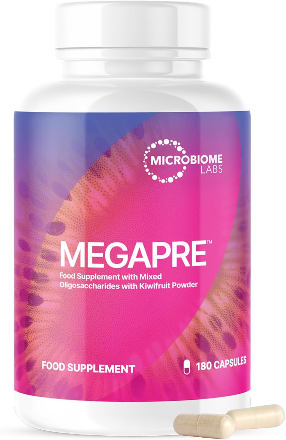 Microbiome Labs MegaPre Prebiotic Fibre Supplement – Daily Prebiotics for Gut Health with Clinically Tested Oligosaccharides – Supports Akkermansia muciniphila & Microbial Diversity (180 Capsules)