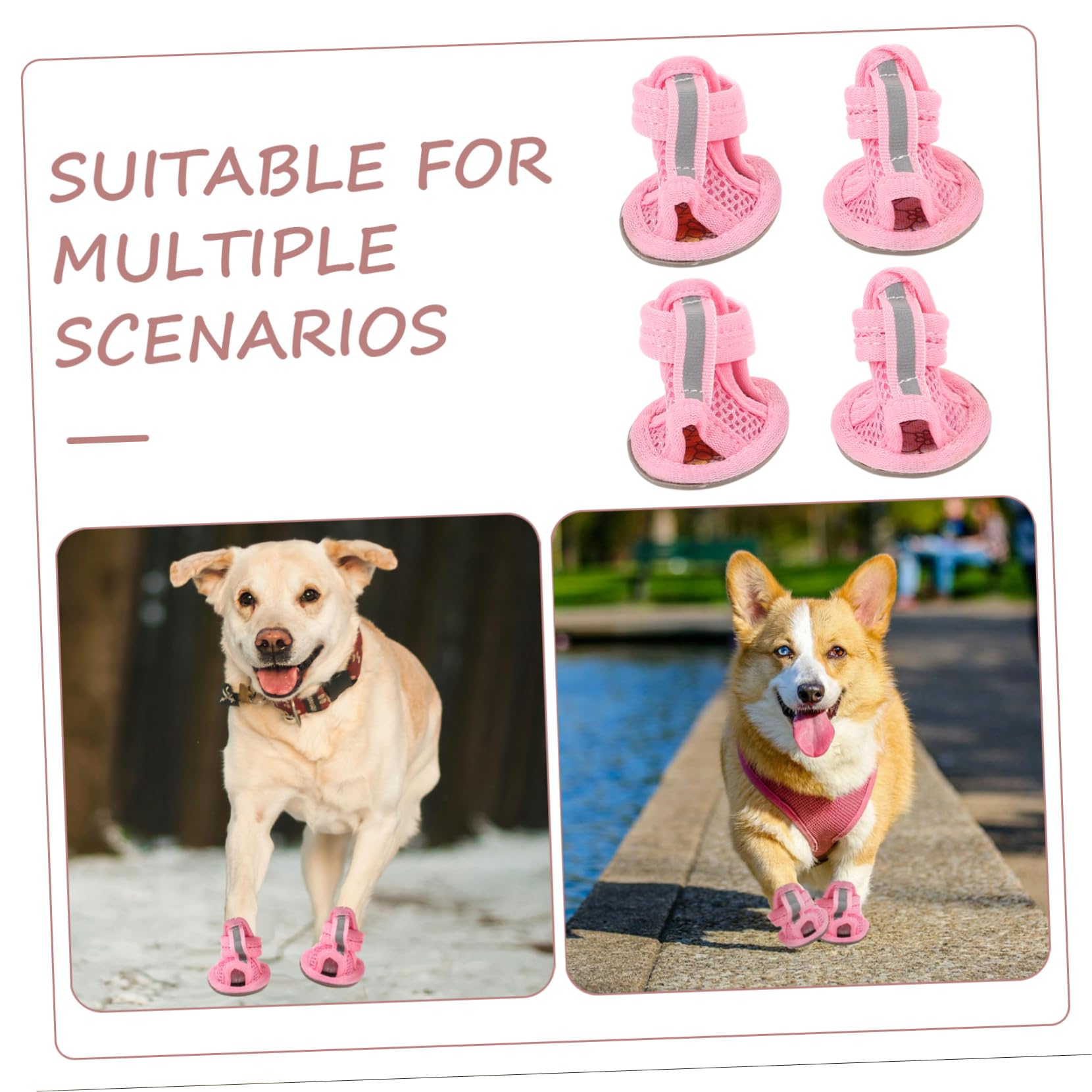 Sandales pour petits chiens - Chaussures d'été douces et respirantes - Semelle en caoutchouc antidérapante - Réglable - Pour la marche, la course à pied et l'extérieur