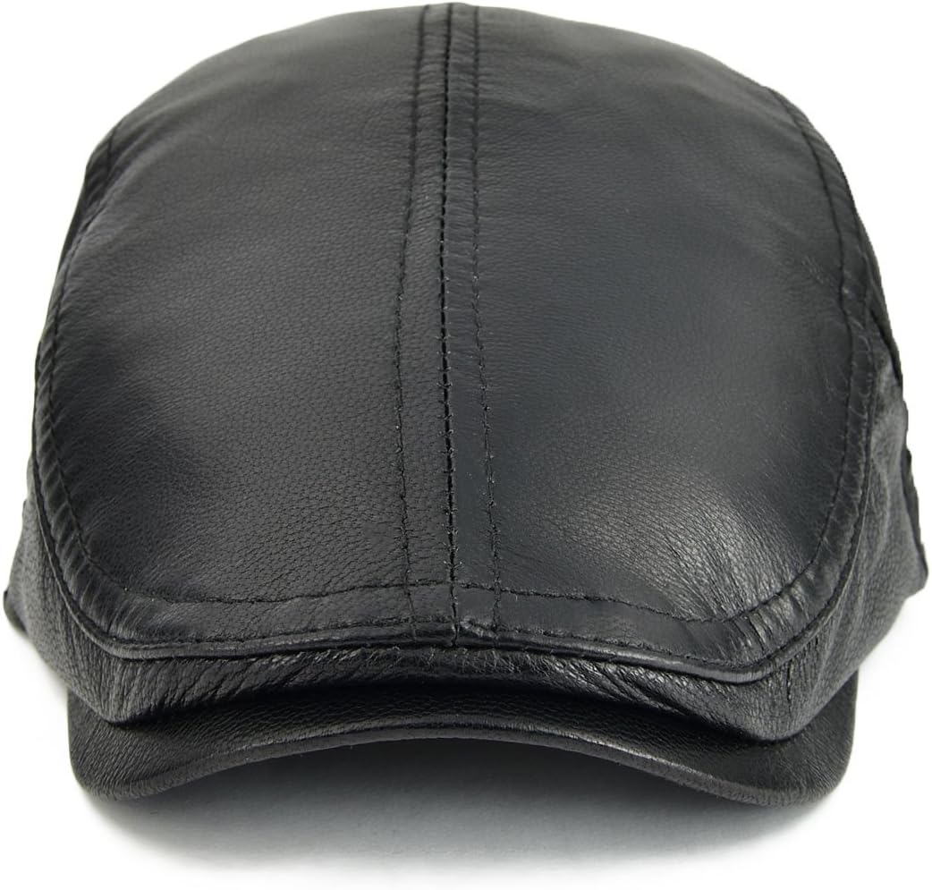 VOBOOM Men Women Adjustable Genuine Leather Ivy Cap Newsboy Hat - Image 3
