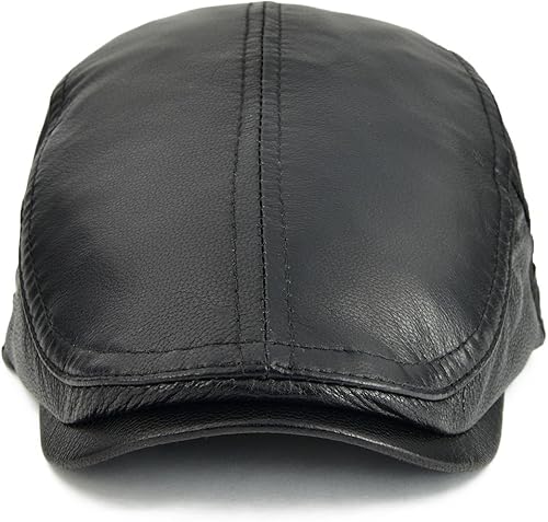 Miniatura 3 de VOBOOM Hombres Mujeres Ajustable Cuero Genuino Ivy Cap Newsboy Hat