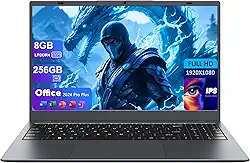 Laptop de 15,6 polegadas 8 GB RAM 256 GB SSD AMD 3020e (até 2,60 GHz) Beats N4000, notebook portátil Win 11 Pro com escritório pré-instalado 2024, tela FHD, HDMI, Tipo-C, USB A, Wi-Fi 5, BT5.0