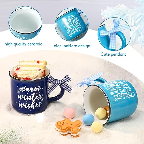 Miniatura 4 de Hello Winter - Juego de 6 tazas de café con diseño de muñeco de nieve Let It Snow con forma de copo de nieve, bandeja escalonada, decoración para