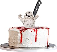 Vista 22 de Gyufise 1 pieza de decoración de pastel de cumpleaños con purpurina montada de terror clásico de Halloween para temática de terror sangriento