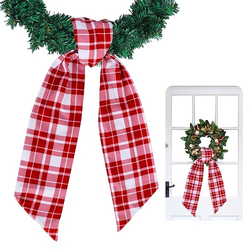 TONIFUL Wreath Sash for Front Door 4.5" x 56" Red