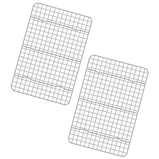 KORCCI Cooling Rack 2pcs-10 X 15", Stainless Steel Wire Cookie Rack for Cooking & Baking, Oven-Safe, Dishwasher-Safe, Heavy Duty, Medium Grid Cooling Rack for Roasting