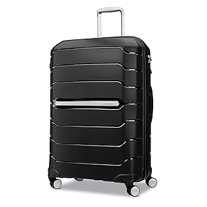Samsonite Freeform Large Checked Luggage with Dual 360 Spinner Wheels - TSA Lock, Airline-Approved - Lightweight Durable Polypropylene Expandable Hardshell - Black
