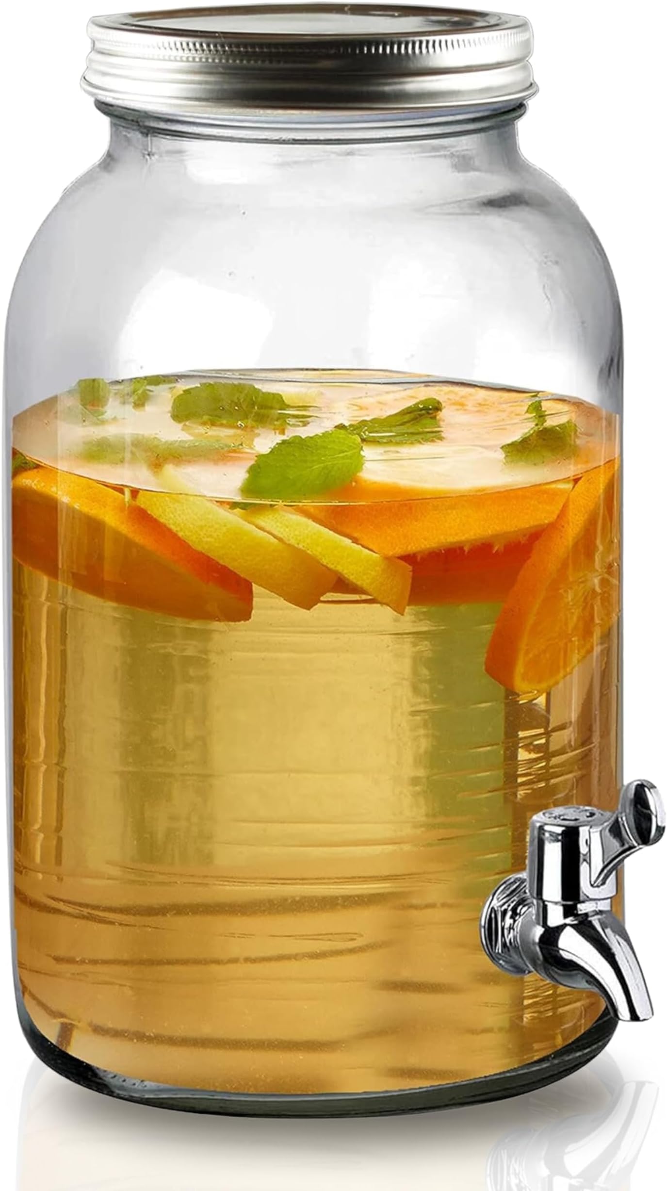 FEELINGS GLASS BEVERAGE DISPENSER WITH TAP-3.25Ltr. CAPACITY, WITH LID AND TAP (Silver Lid)