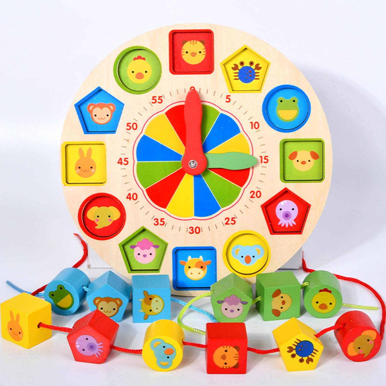 Orologio in Legno per Bambini, Giocattolo per Lo Sviluppo di Minuti E Secondi, Sussidi Didattici per La Scuola, Il Giro