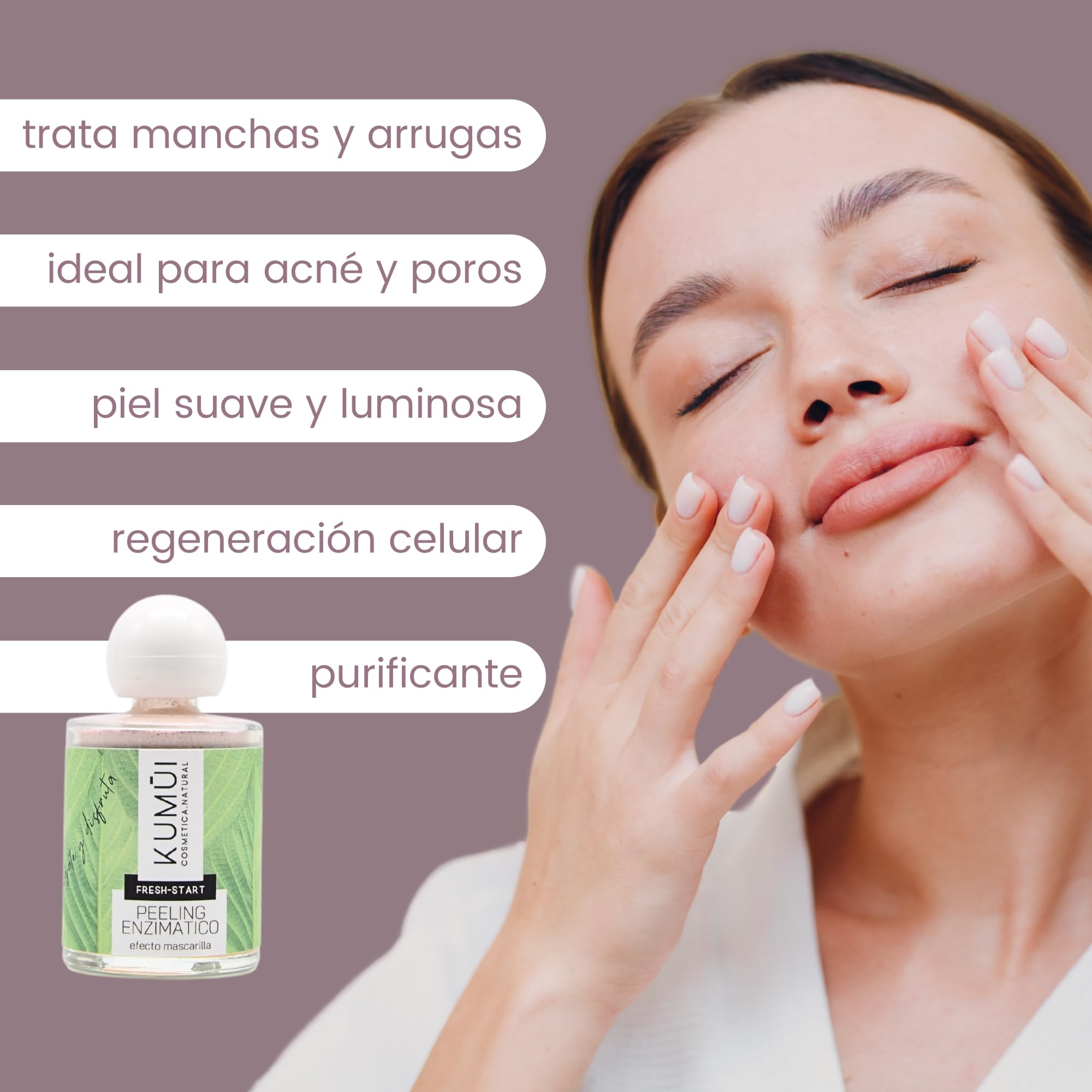 Peeling enzimatico doble acción 1) Exfoliante + 2) Mascarilla - Rejuvenece la piel, trata Manchas, Marcas y Acne - Cara Suave y Luminosa-100% Natural-BIO-Vegano- formato polvo-PREMIO INTERNACIONAL