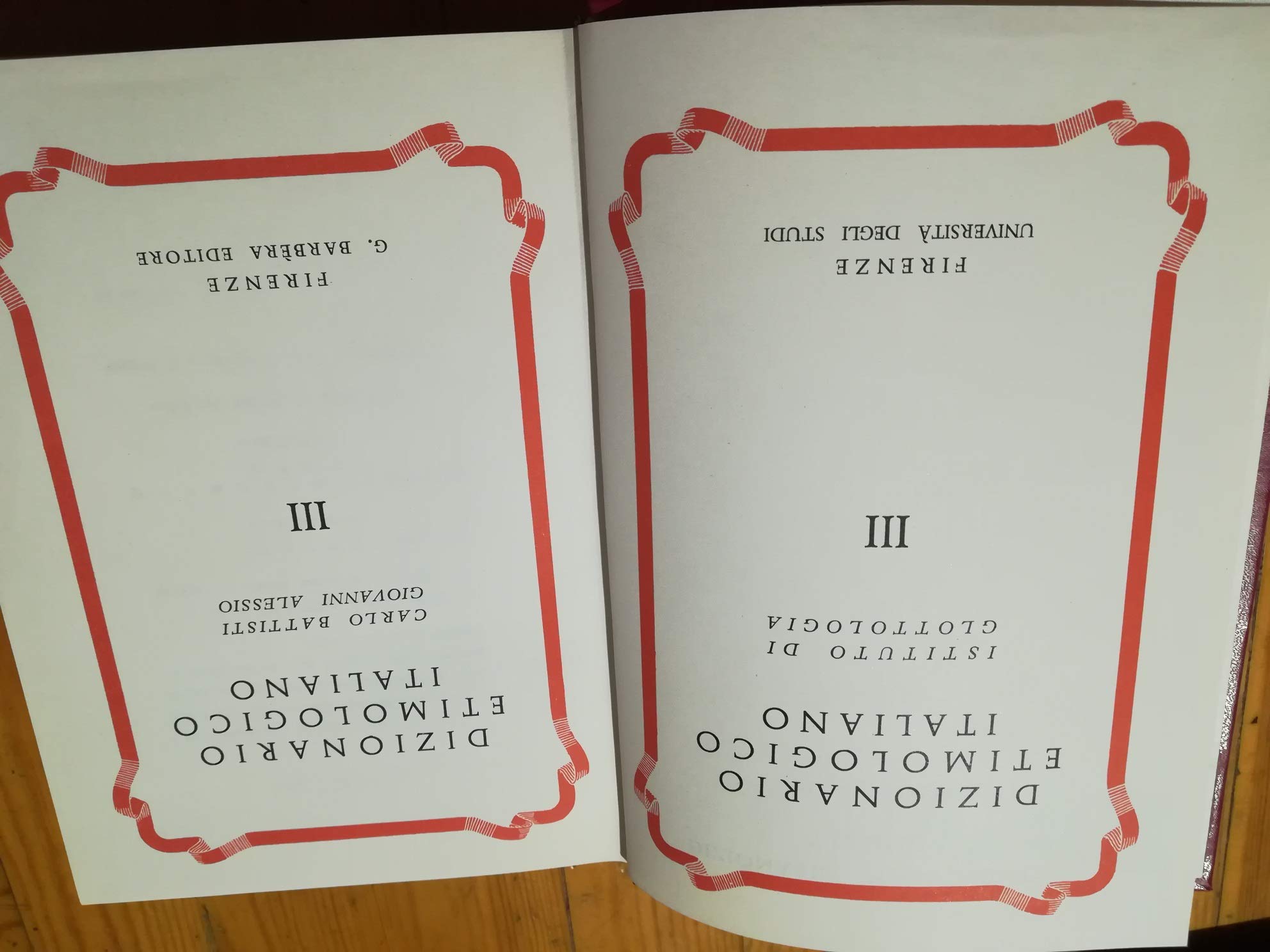 Dizionario etimologico italiano Volume primo: A-Ca - Volume secondo: Ca-Fa - Volume terzo: Fa-Me - Volume quarto: Me-Ra - Volume quinto: Ra-Zu (volumi stampati fra il 1950 ed il 1957)