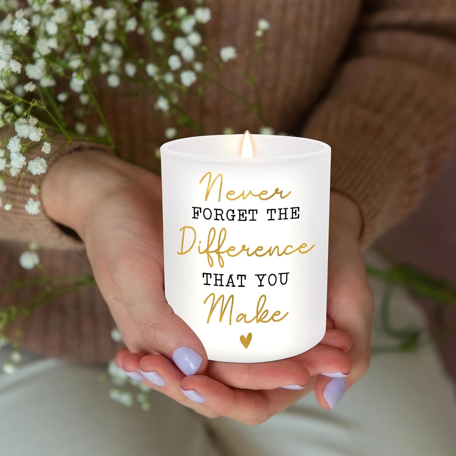 Thank You Gifts for Women - Long Lasting Vanilla Lavender Candle 10 oz - Birthday Farewell Inspirational Employee Appreciation Gifts for Coworkers Teachers, Retirement Gift for Woman - Image 6