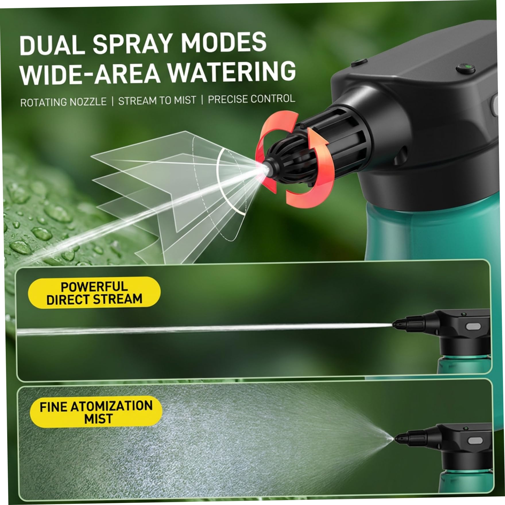 Vaporisateur électrique d'intérieur pour plantes 2000 ml rechargeable avec deux modes de pulvérisation et longue buse pour plantes d'intérieur.