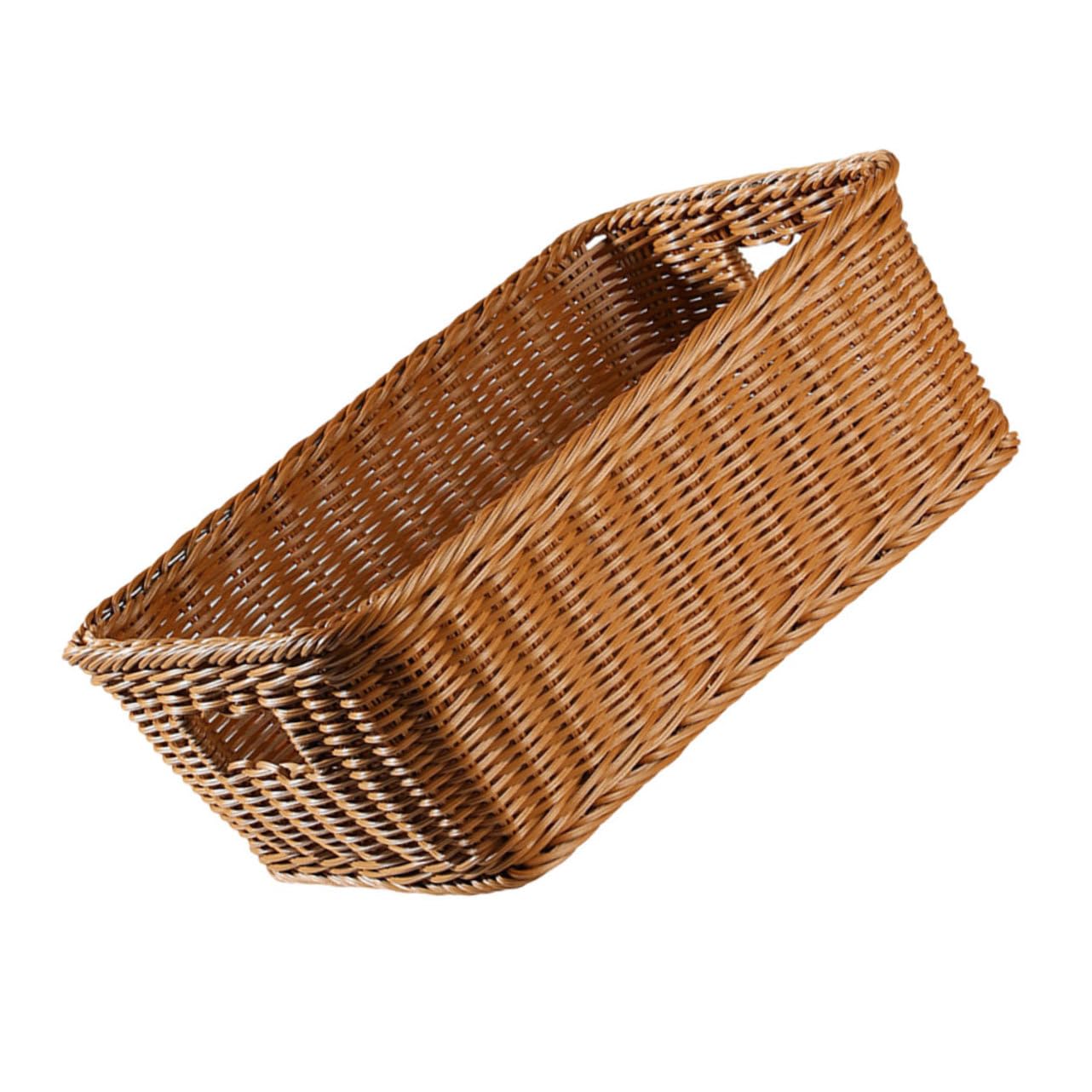 Happyyami Basket for Home Storage Capacity Organizer for Books Towels Sundries Imitation Rattan Design for Living Room Kitchen Hotel Rustic Appeal