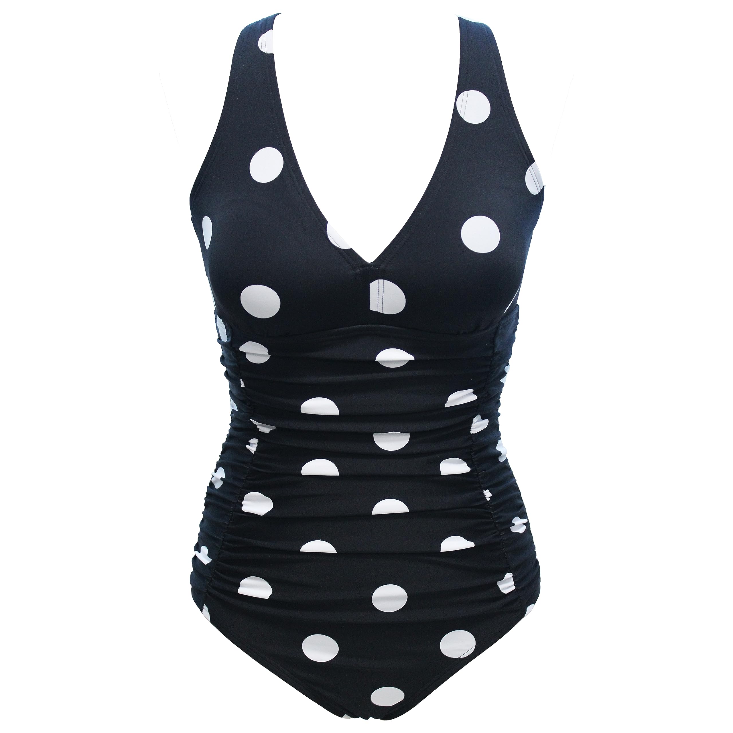 Viloree Trajes de Baño Una Pieza Bañadores Mujer Reductores Barriga Cintura Alta Cuello en V Fruncido Control del Vientre Monokini