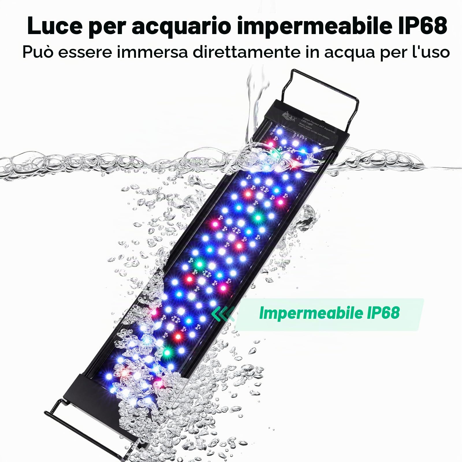 AQQA Luce LED per Acquario 12 W, Spettro Completo Modalità 24/7, Timer Regolabile, Braccio Estensibile, per Vasche 30-45 cm