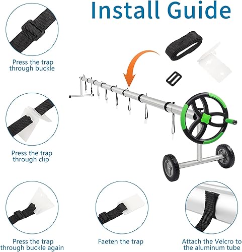 Miniatura 5 de Outvita Carrete de cubierta solar de 21 pies para piscinas al aire libre enterradas, carrete de manta de rodillos de aluminio solar sobre el suelo,