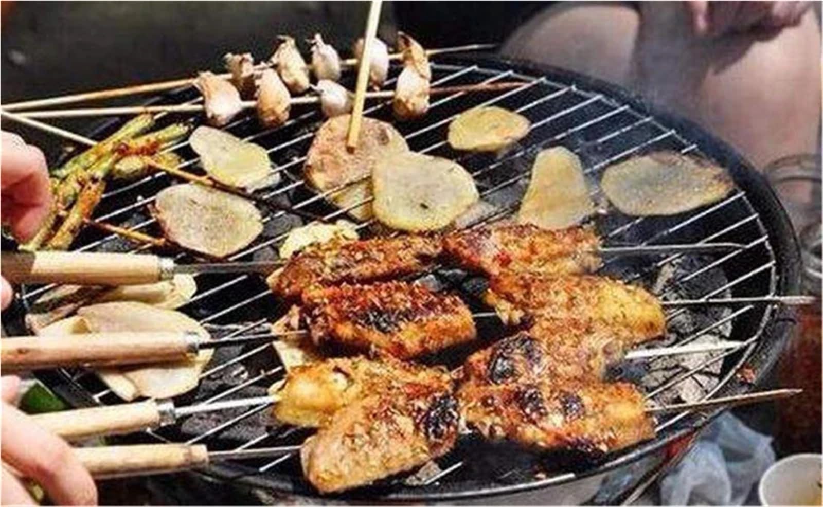 304 stal nierdzewna nieprzywierająca siatka do grillowania okrągła siatka do grillowania do pieczenia palenia pieczenia 26 cm średnicy akcesoria do grilla
