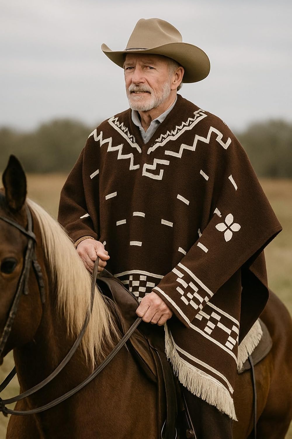 Alpaca Wool Poncho Inspired by Clint Eastwood – Western Cowboy Style | Thick, Warm, Soft & Handmade in Ecuador