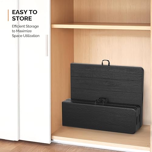 Miniatura 18 de VINGLI Juego de mesa de picnic con 2 bancos, juego de sillas de mesa de campamento de 6 pies, muebles plegables de 3 piezas para uso en interiores