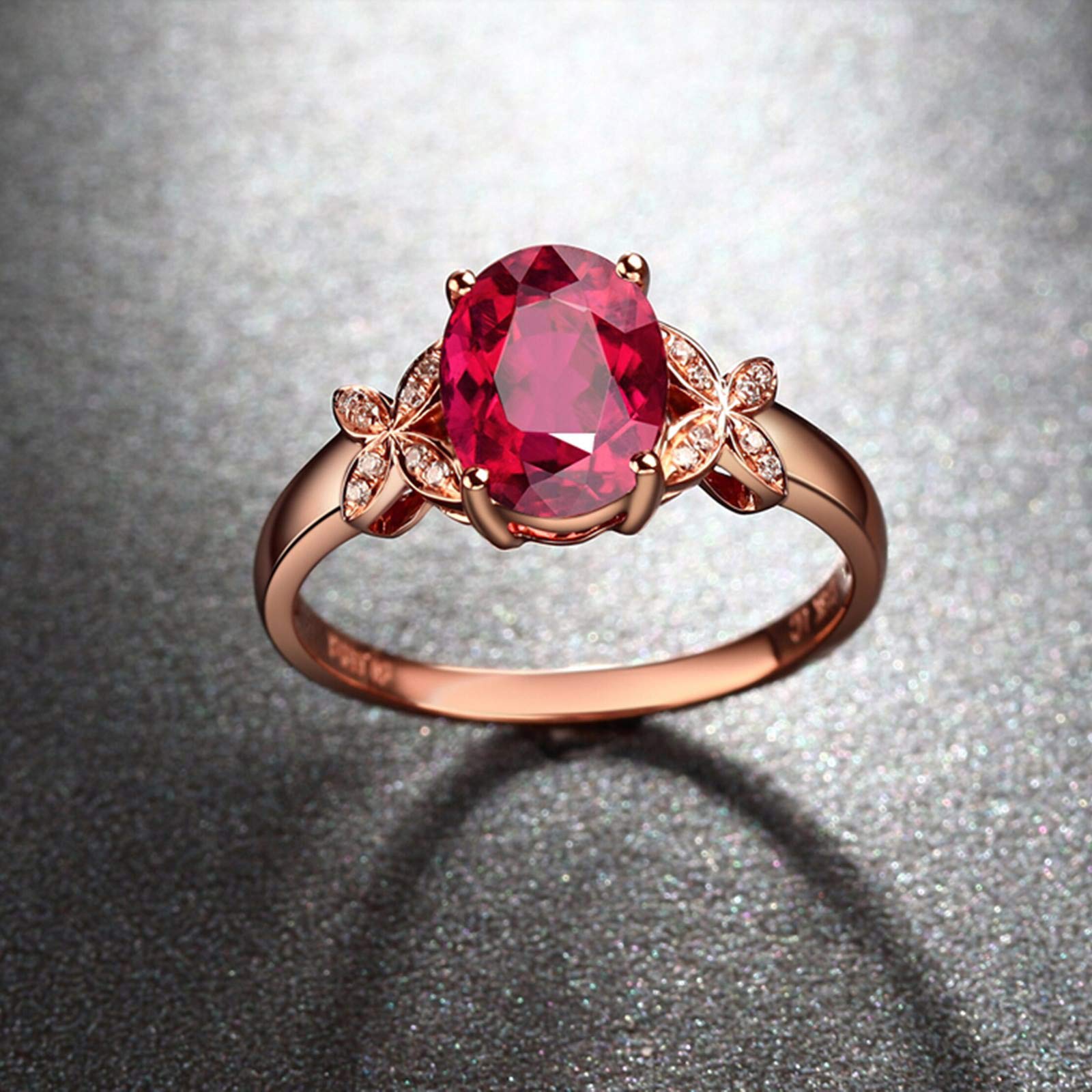 Beydodo Pierścionek damski z różowego złota 750 motyl z turmaliną 1,2/2 ct pierścionek zaręczynowy dla kobiet z diamentem e różowe złoto, 65 cm (20,7 cala), colore: 1.2ct, cod. TLLWGZ831