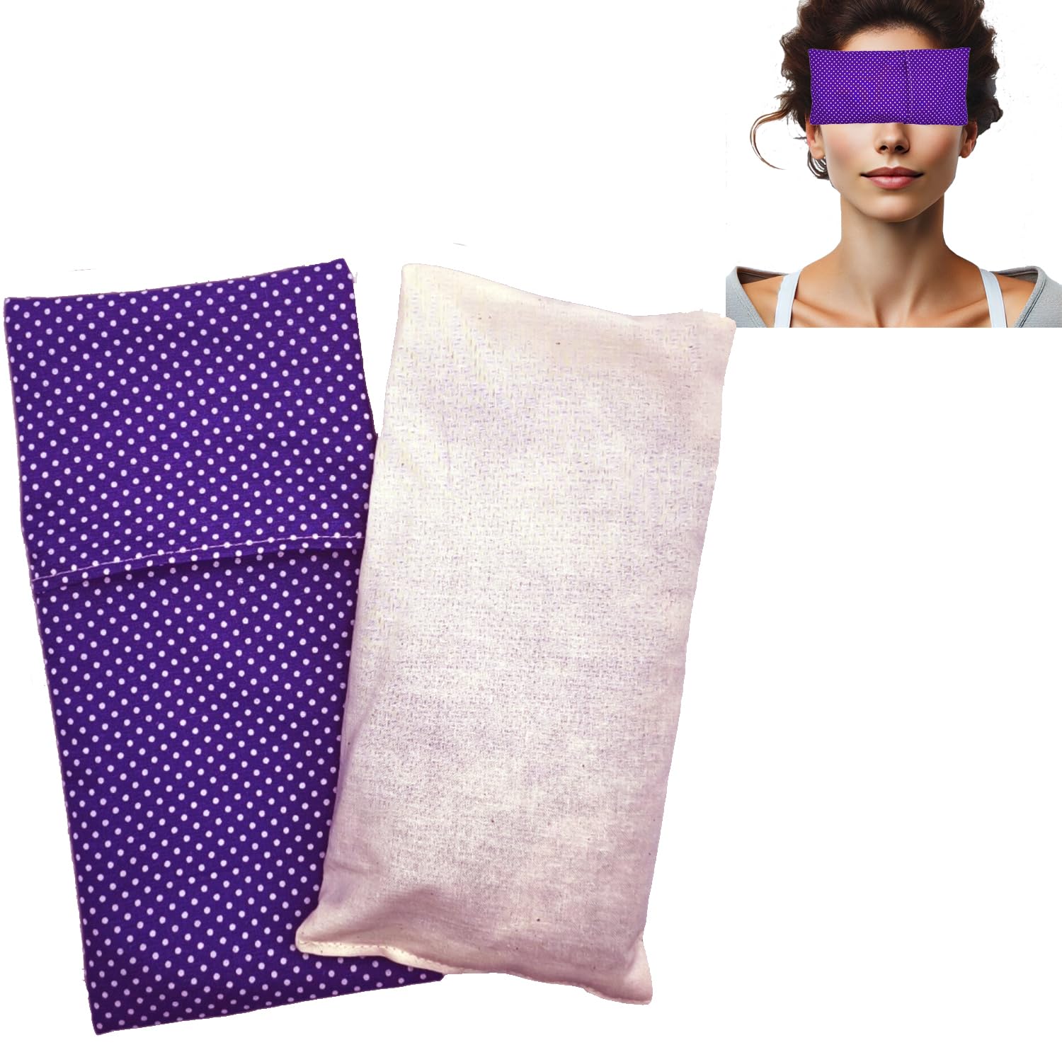 Almohada para los Ojos Pack 6 lila's (6 Rellenos y 6 Fundas Lavables) | Semillas de Lavanda y Semillas de arroz | Yoga, Meditación, Relajación, Descanso de Ojos...