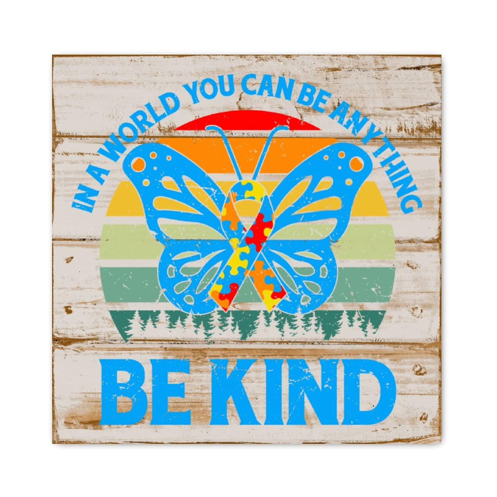 Panneau pour autisme Be Kind décoration murale en bois chambre et maison