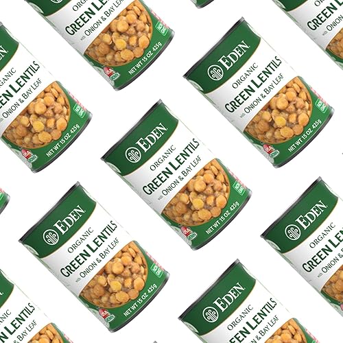 Miniatura 6 de Eden Lentejas verdes orgánicas con cebolla y hoja de laurel, lata de 15 onzas (paquete de 12), sin OMG, veganas, kosher, cultivadas en Estados